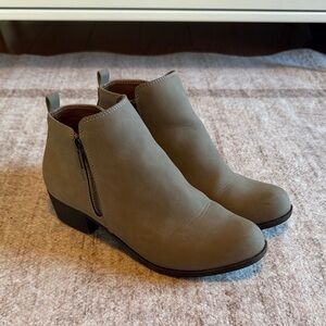Classic Taupe Ankle Booties with Side Zip